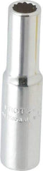 Proto - 1/4" Drive, Deep Hand Socket - 12 Points, 1-15/16" OAL, Chrome Finish - Makers Industrial Supply