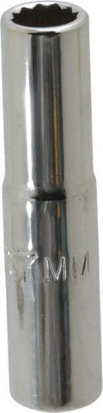 Proto - 1/4" Drive, Deep Hand Socket - 12 Points, 1-15/16" OAL, Chrome Finish - Makers Industrial Supply