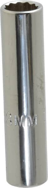 Proto - 1/4" Drive, Deep Hand Socket - 12 Points, 1-15/16" OAL, Chrome Vanadium, Chrome Finish - Makers Industrial Supply