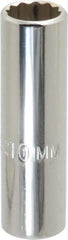 Proto - 1/4" Drive, Deep Hand Socket - 12 Points, 1-15/16" OAL, Chrome Vanadium, Chrome Finish - Makers Industrial Supply