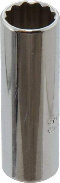 Proto - 1/4" Drive, Deep Hand Socket - 12 Points, 1-15/16" OAL, Chrome Vanadium, Chrome Finish - Makers Industrial Supply