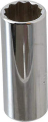 Proto - 1/4" Drive, Deep Hand Socket - 12 Points, 1-15/16" OAL, Chrome Finish - Makers Industrial Supply