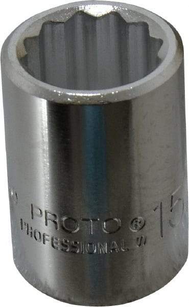 Proto - 15/16", 3/4" Drive, Standard Hand Socket - 12 Points, 2" OAL, Chrome Finish - Makers Industrial Supply