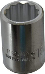 Proto - 15/16", 3/4" Drive, Standard Hand Socket - 12 Points, 2" OAL, Chrome Finish - Makers Industrial Supply