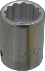 Proto - 1-1/16", 3/4" Drive, Standard Hand Socket - 12 Points, 2" OAL, Chrome Finish - Makers Industrial Supply