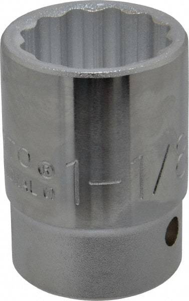 Proto - 1-1/8", 3/4" Drive, Standard Hand Socket - 12 Points, 2-7/32" OAL, Chrome Finish - Makers Industrial Supply