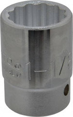 Proto - 1-1/8", 3/4" Drive, Standard Hand Socket - 12 Points, 2-7/32" OAL, Chrome Finish - Makers Industrial Supply