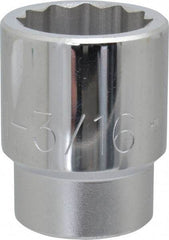 Proto - 1-3/16", 3/4" Drive, Standard Hand Socket - 12 Points, 2-7/32" OAL, Chrome Finish - Makers Industrial Supply