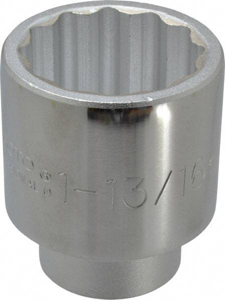 Proto - 1-13/16", 3/4" Drive, Standard Hand Socket - 12 Points, 2-29/32" OAL, Chrome Finish - Makers Industrial Supply