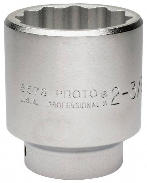 Proto - 2-3/8", 3/4" Drive, Standard Hand Socket - 12 Points, 3-43/64" OAL, Chrome Finish - Makers Industrial Supply