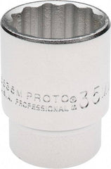 Proto - 3/4" Drive, Standard Hand Socket - 12 Points, 2-1/4" OAL, Chrome Finish - Makers Industrial Supply