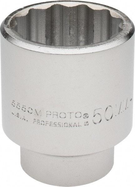 Proto - 3/4" Drive, Standard Hand Socket - 12 Points, 3-5/32" OAL, Chrome Finish - Makers Industrial Supply