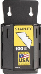 Stanley - 100 Piece Carbon Steel Utility Knife Blade - 2-7/16" OAL, 0.024" Blade Thickness - Makers Industrial Supply