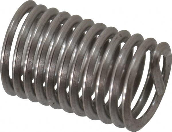 Heli-Coil - M3x0.50 Metric Coarse, 7.5mm OAL, Free Running Helical Insert - 11-3/8 Free Coils, Tanged, 304 Stainless Steel, Bright Finish, 2-1/2D Insert Length - Exact Industrial Supply