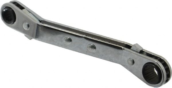 Proto - 1/4" x 5/16" 12 Point Reversible Ratcheting Offset Box Wrench - Double End, 4-1/8" OAL, Steel, 25° Offset - Makers Industrial Supply