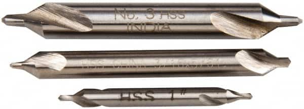 Sherline - 3 Piece, #1 to 3, 1/8 to 1/4" Body Diam, 3/64 to 7/64" Point Diam, Plain Edge, High Speed Steel Combo Drill & Countersink Set - Double End - Makers Industrial Supply