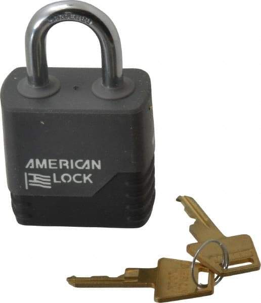 American Lock - 1-1/8" Shackle Clearance, Keyed Different Padlock with Weather Cover - 5/16" Shackle Diam, Aluminum - Makers Industrial Supply