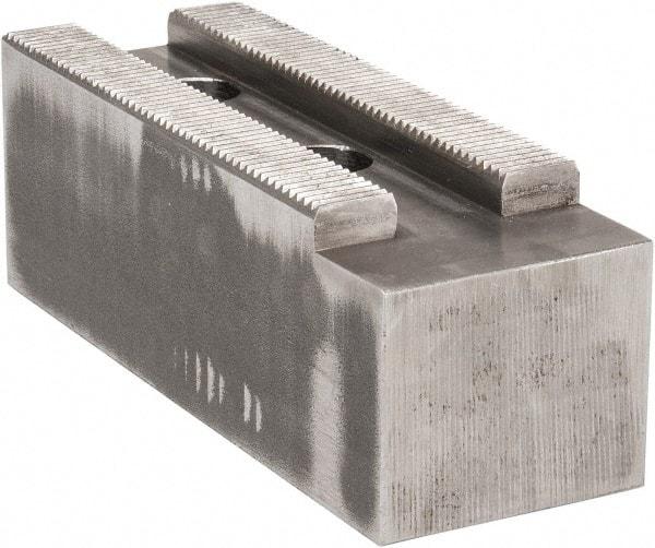 Atlas Workholding - 1.5mm x 60° Serrated Attachment, Square Soft Lathe Chuck Jaw - Steel, 2.362" Btw Mount Hole Ctrs, 7" Long x 2-1/2" Wide x 2-1/2" High, 0.984" Groove, M20mm Fastener - Makers Industrial Supply