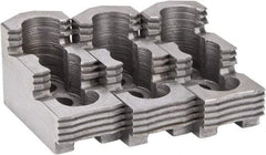 Atlas Workholding - 6" Max Chuck Diam Compatibility, Hard Steel 1.5mm x 60° Serrated Hard Lathe Top Jaws - 1.18" Wide x 2.56" Long x 1.38" High - Makers Industrial Supply