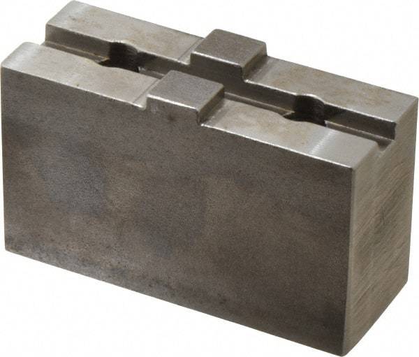 Atlas Workholding - Tongue & Groove Attachment, Square Soft Lathe Chuck Jaw - Steel, 1-3/4" Btw Mount Hole Ctrs, 3-5/16" Long x 1-1/4" Wide x 1.87" High, 0.31" Groove - Makers Industrial Supply