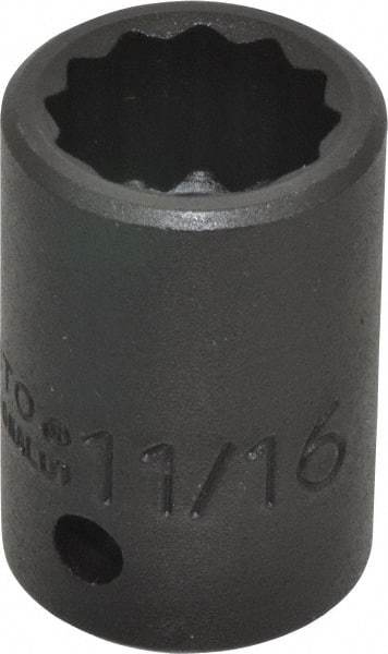 Proto - 1/2" Drive 11/16" Standard Impact Socket - 12 Points, 1-1/2" OAL - Makers Industrial Supply