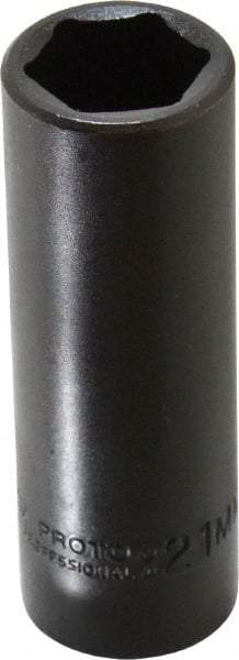 Proto - 1/2" Drive 21mm Deep Impact Socket - 6 Points, 3-1/4" OAL - Makers Industrial Supply