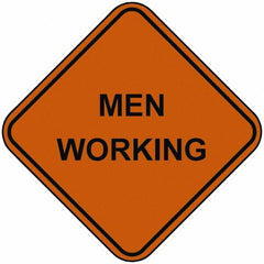 PRO-SAFE - "Men Working", 48" Wide x 48" High, Nylon Construction Roadway Signs - Orange, Square, Sign Stand Mount - Makers Industrial Supply