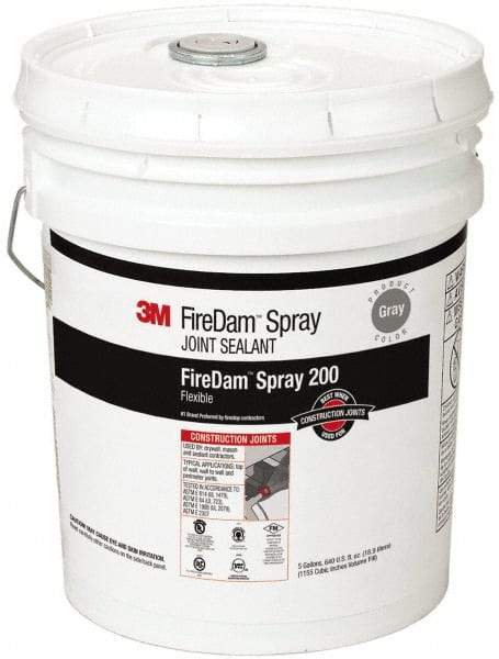 3M - 5 Gal Pail Gray Elastomer Joint Sealant - 110°F Max Operating Temp, 24 hr Full Cure Time, Series Spray 200 - Makers Industrial Supply