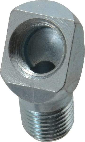 PRO-LUBE - 45° Head Angle, 1/8-27 NPT Steel Grease Fitting Adapter - 1/2" Hex - Makers Industrial Supply