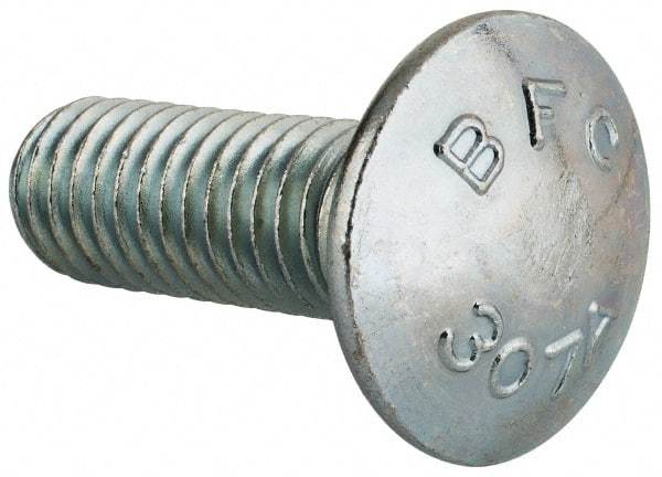 Value Collection - 7/16-14 UNC 1-1/4" Length Under Head, Standard Square Neck, Carriage Bolt - Grade 2 Steel, Zinc-Plated Finish - Makers Industrial Supply