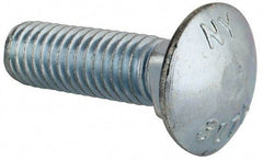 Value Collection - 7/16-14 UNC 1-1/2" Length Under Head, Standard Square Neck, Carriage Bolt - Grade 2 Steel, Zinc-Plated Finish - Makers Industrial Supply