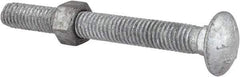 Value Collection - 3/8-16 UNC 3-1/2" Length Under Head, Standard Square Neck, Carriage Bolt - Grade 5 Steel, Galvanized Zinc-Plated Finish - Makers Industrial Supply