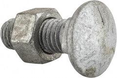 Value Collection - 1/2-13 UNC 1-1/2" Length Under Head, Standard Square Neck, Carriage Bolt - Grade 5 Steel, Galvanized Zinc-Plated Finish - Makers Industrial Supply