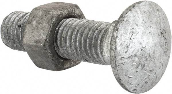 Value Collection - 1/2-13 UNC 2" Length Under Head, Standard Square Neck, Carriage Bolt - Grade 5 Steel, Galvanized Zinc-Plated Finish - Makers Industrial Supply