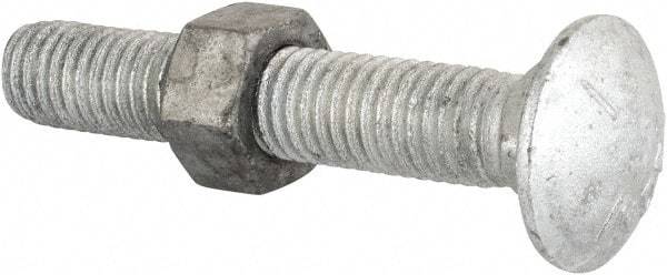 Value Collection - 1/2-13 UNC 3" Length Under Head, Standard Square Neck, Carriage Bolt - Grade 5 Steel, Galvanized Zinc-Plated Finish - Makers Industrial Supply