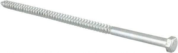 Value Collection - 3/8" Screw, 9" Length Under Head, Steel, Hex Head Lag Screw - Zinc Plated, Grade 2 - Makers Industrial Supply