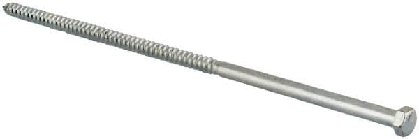 Value Collection - 3/8" Screw, 12" Length Under Head, Steel, Hex Head Lag Screw - Zinc Plated, Grade 2 - Makers Industrial Supply