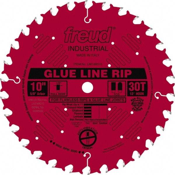 Freud - 10" Diam, 5/8" Arbor Hole Diam, 30 Tooth Wet & Dry Cut Saw Blade - Carbide-Tipped, Standard Round Arbor - Makers Industrial Supply