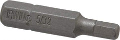 Irwin - 5/32" Hex Screwdriver Bit - 1/4" Drive, 1-1/4" OAL - Makers Industrial Supply