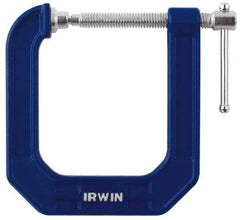 Irwin - Regular-Duty 2" Max Opening, 3-1/2" Throat Depth, Cast Iron Standard C-Clamp - 600 Lb Capacity, 0" Min Opening, Deep Throat - Makers Industrial Supply