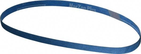 Norton - 1/2" Wide x 24" OAL, 80 Grit, Zirconia Alumina Abrasive Belt - Zirconia Alumina, Medium, Coated, X Weighted Cloth Backing, Series R823 - Makers Industrial Supply