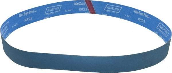 Norton - 2" Wide x 48" OAL, 180 Grit, Zirconia Alumina Abrasive Belt - Zirconia Alumina, Very Fine, Coated, X Weighted Cloth Backing, Series R823 - Makers Industrial Supply