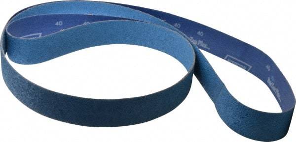 Norton - 2" Wide x 132" OAL, 40 Grit, Zirconia Alumina Abrasive Belt - Zirconia Alumina, Coarse, Coated, Y Weighted Cloth Backing, Series R824 - Makers Industrial Supply