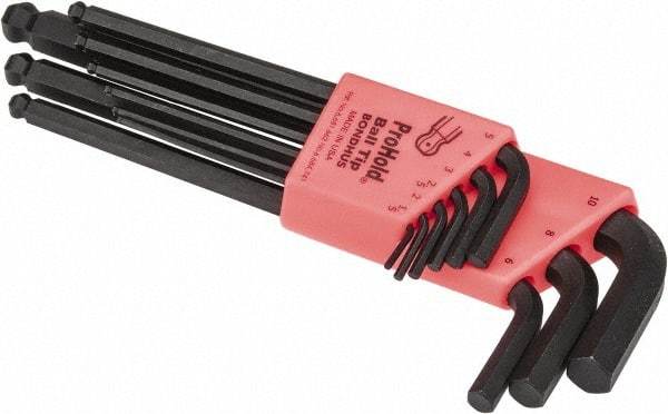 Bondhus - 9 Piece L-Key Ball End Hex Key Set - Hex Range 1.5 to 10mm - Makers Industrial Supply