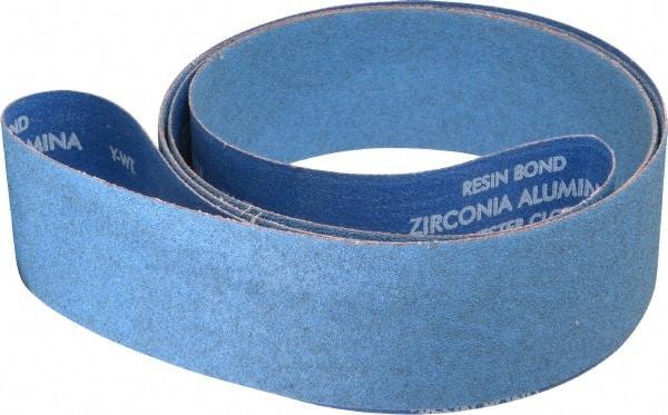 Norton - 3" Wide x 132" OAL, 60 Grit, Zirconia Alumina Abrasive Belt - Zirconia Alumina, Medium, Coated, Y Weighted Cloth Backing, Series R824 - Makers Industrial Supply