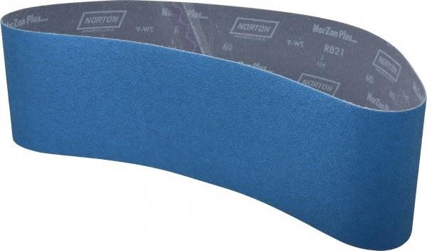 Norton - 6" Wide x 48" OAL, 60 Grit, Zirconia Alumina Abrasive Belt - Zirconia Alumina, Medium, Coated, Y Weighted Cloth Backing, Dry, Series R821 - Makers Industrial Supply