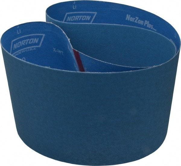 Norton - 6" Wide x 48" OAL, 120 Grit, Zirconia Alumina Abrasive Belt - Zirconia Alumina, Fine, Coated, X Weighted Cloth Backing, Series R823 - Makers Industrial Supply