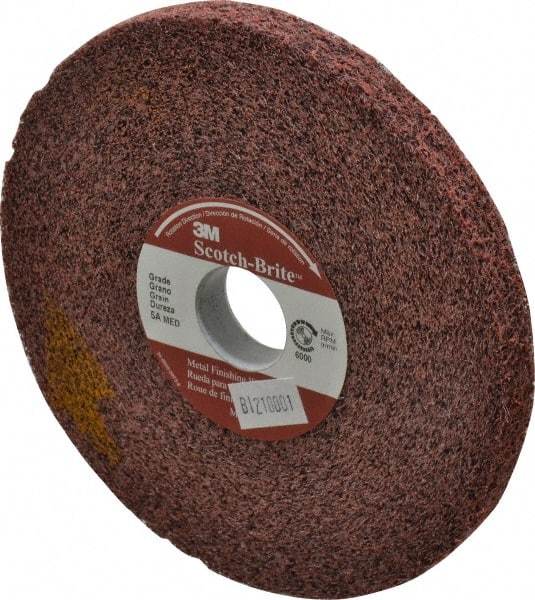 3M - 6" Diam, 1/2" Face Width, 1" Center Hole, Medium Grade, Aluminum Oxide Deburring Wheel - Convolute, Medium Density 5 Grade, 6,000 RPM - Makers Industrial Supply