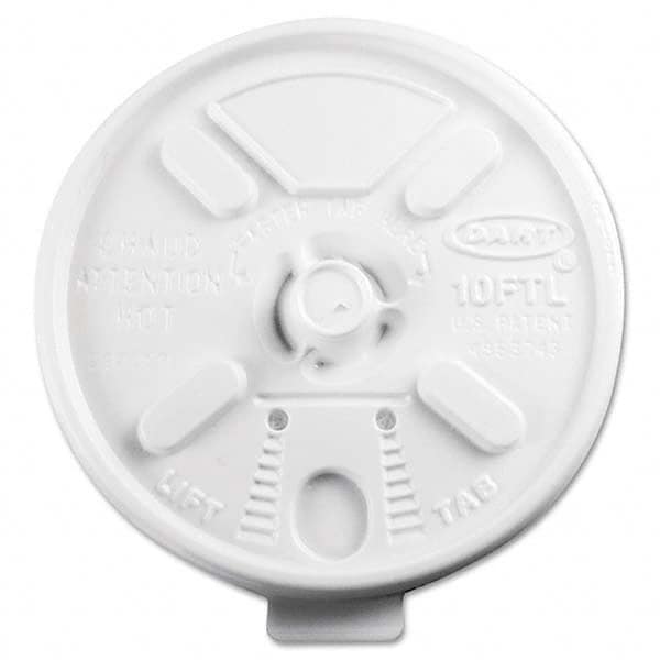 DART - Lift N' Lock Plastic Hot Cup Lids, Fits 10 oz Cups, White, 1000/Carton - Makers Industrial Supply