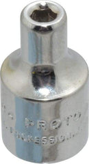 Proto - 1/8", 1/4" Drive, Standard Hand Socket - 6 Points, 7/8" OAL, Chrome Finish - Makers Industrial Supply